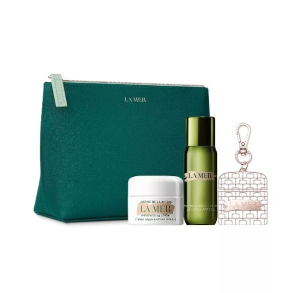 La Mer Beauty Gift Set - 4pc, Green Pouch, Cream, Lotion, Keychain - NEW - Picture 13 of 16
